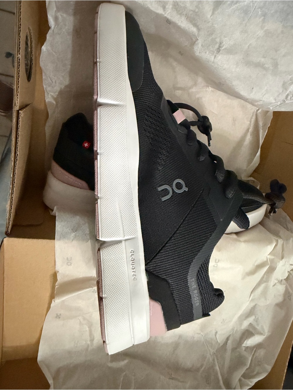 On Running Women's Black and Pink Cloud Sneakers